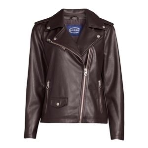 Scoop Women's Plum Faux leather Moto Jacket, size L